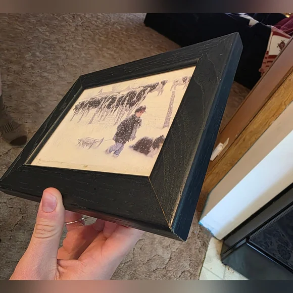 Black Framed Winter Scene Art - Picture 3 of 4